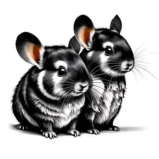 Three Chinchillas And A Line