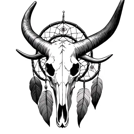 Longhorn Skull With Dreamcatcher