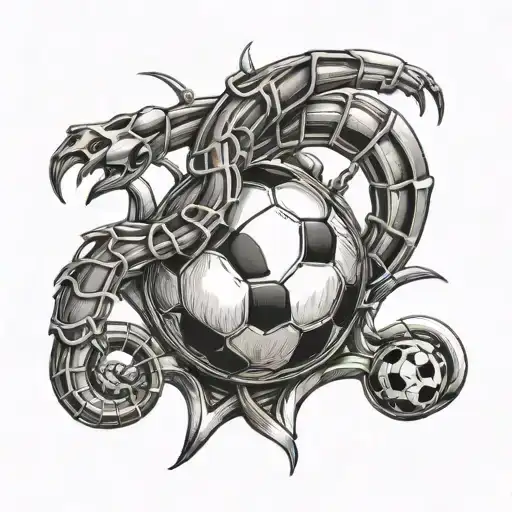 A Music Note Intertwined With A Soccer Ball And A Scorpion