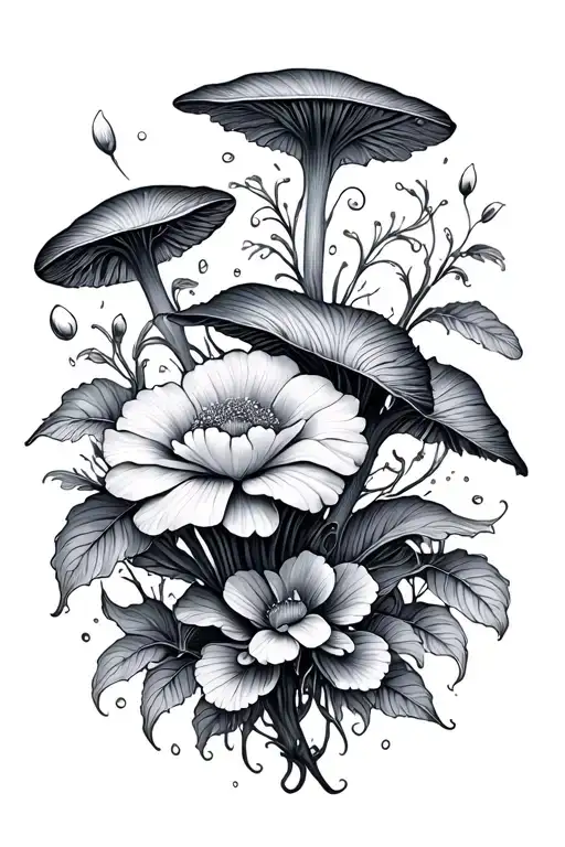 Elegant Floral And Fungal Growth