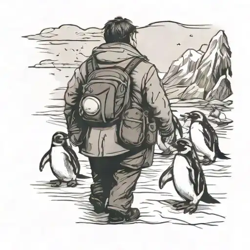 A Teacher Leading A Group Of Penguins On An Outdoor Adventure