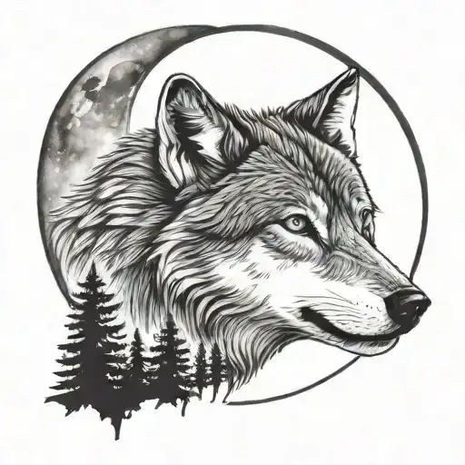 Lone Wolf And Moon