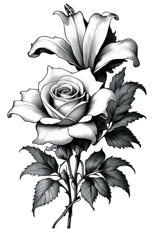 Rose And Lily Flower