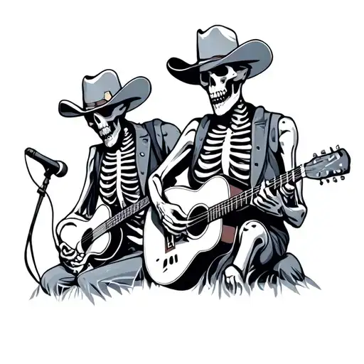 A Band Of Western Skeletons Playing Blue Grass Country