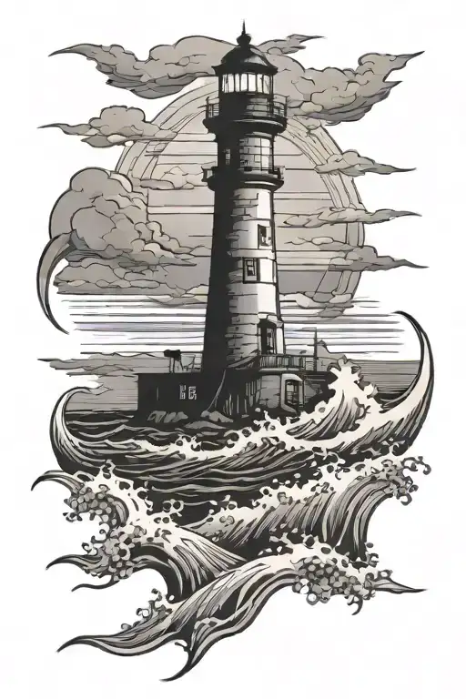 Lighthouse Overlooking Water Waves