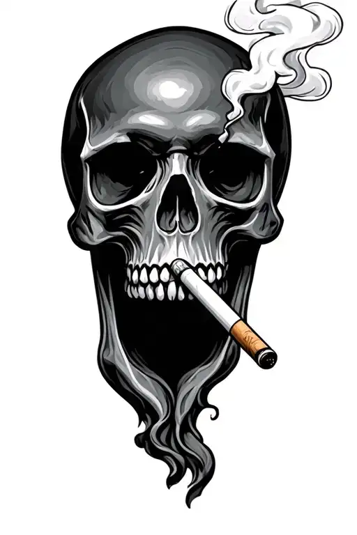 Skull Smoking Cigarette
