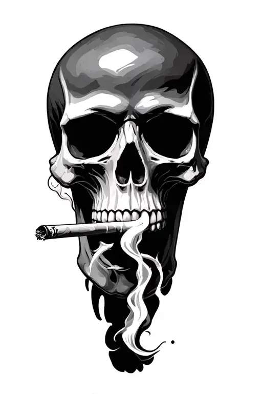 Skull Smoking Cigarette Burning