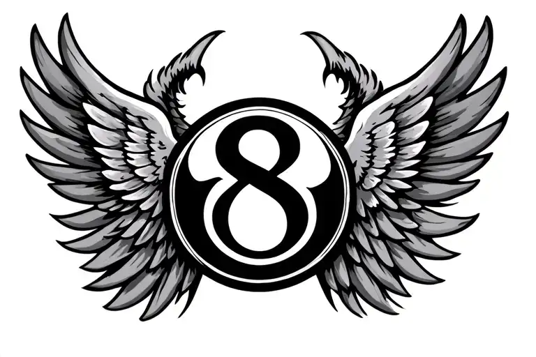 Number 8 And Wings With Circle
