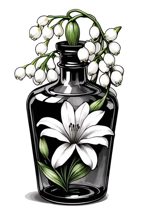Poison Bottle Surrounded By Lily Of The Valley Flower