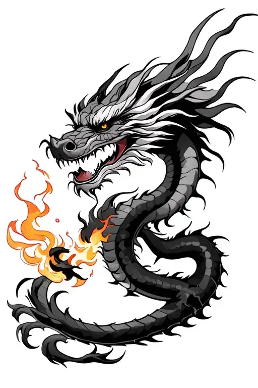 Japanese Dragon Breathing Fire