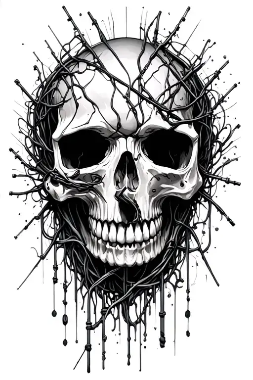 Skull And Wires Symbolizing The Complexity