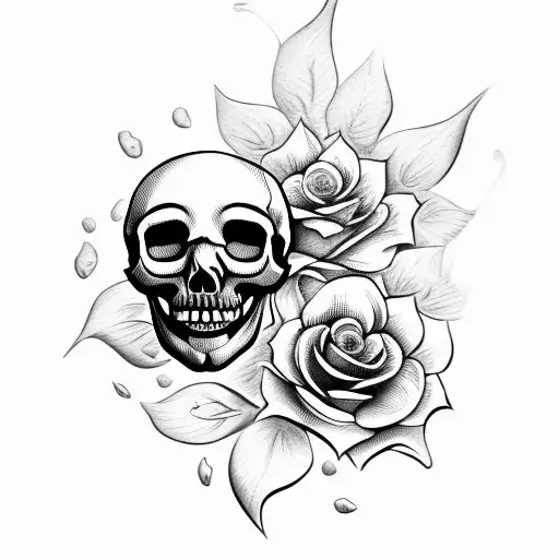 Cute Skull In Flower