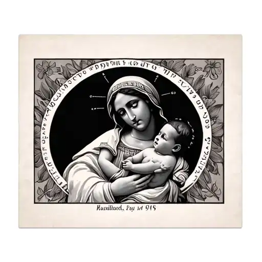 African American Madonna In A Post Card With Baby Jesus