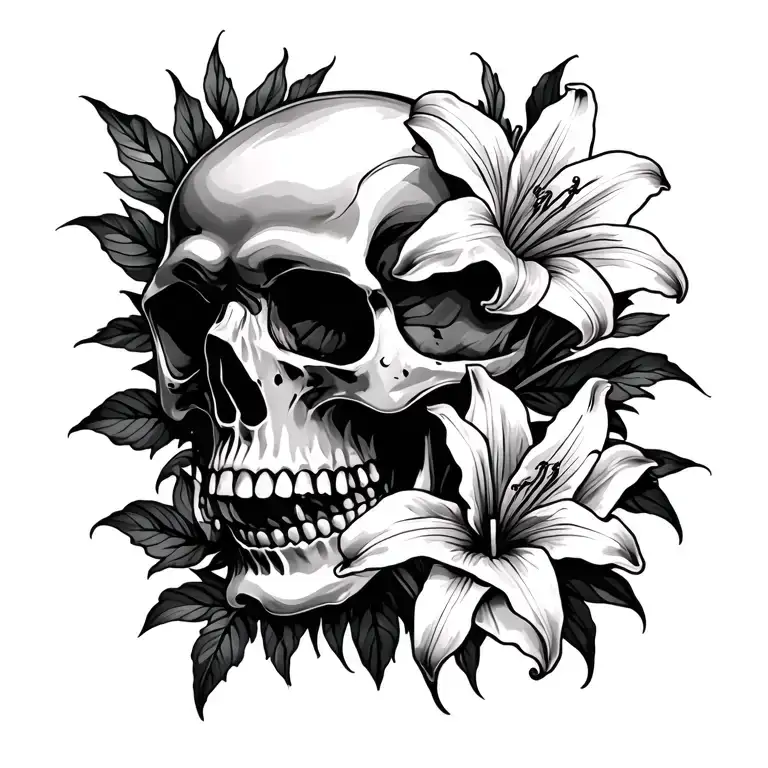 Skull And Lilys Black