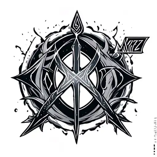 Nauthiz Integrated As A Lettering With Rune