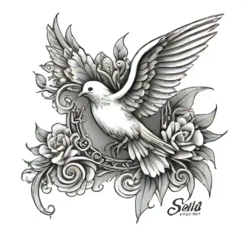 Dove Mid Flight With The Words Sola Fides