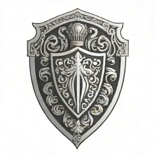 An Abstract Representation Of A Knight's Shield Incorporating Coffee Beans And Animal Silhouettes