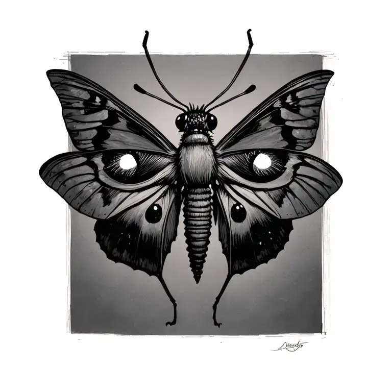 Moth Resting Eyes On The Wings