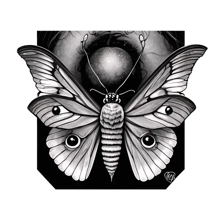 Moth Resting Eyes On The Wings