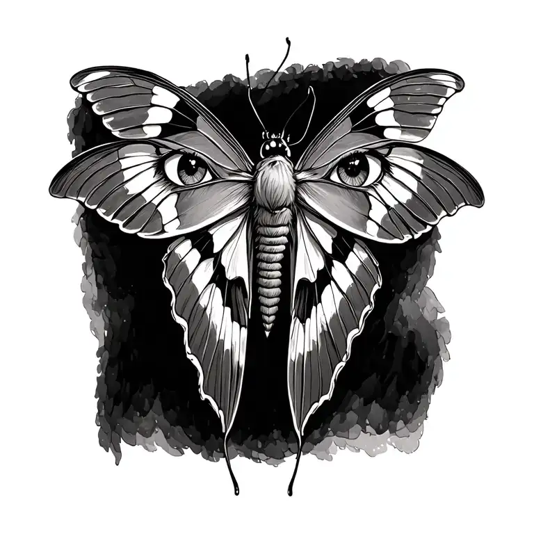 Moth Resting Eyes On The Wings