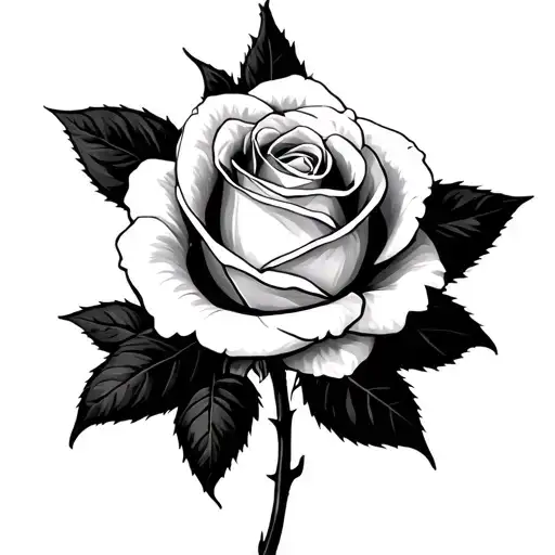 Open Rose With The Number 341 In The Flower Large Black Leaves