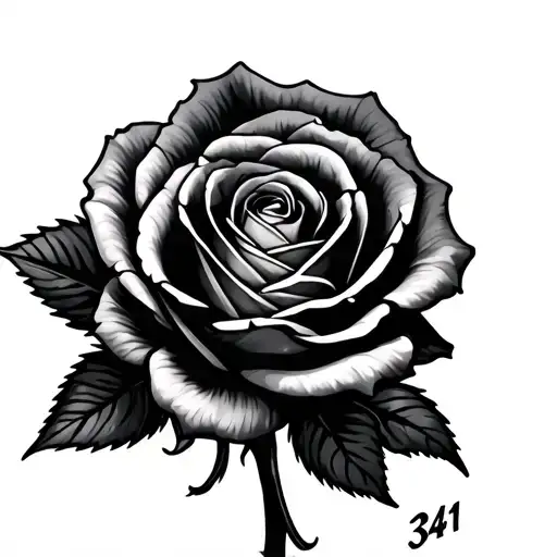 Open Rose With The Number 341 In The Flower