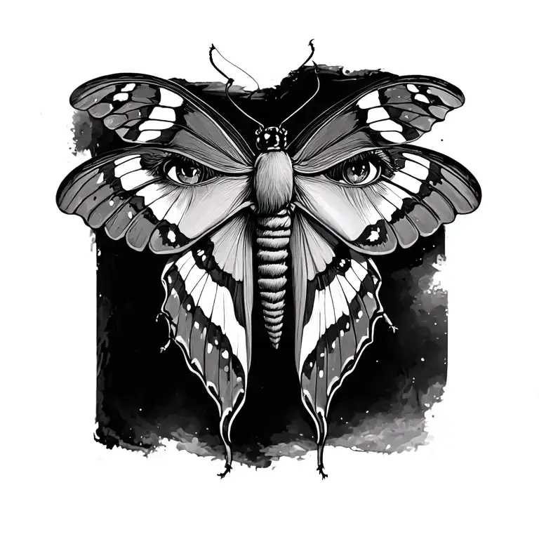 Moth Resting Eyes On The Wings