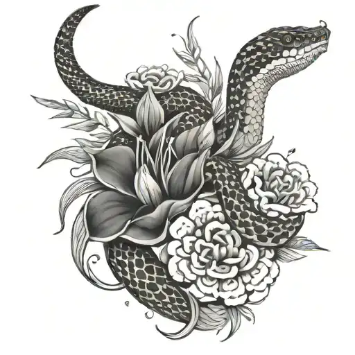 Rattlesnake Wrapped Around Sego Lily And Sagebrush