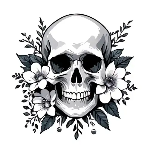 Birth Year With Skull And Flowers