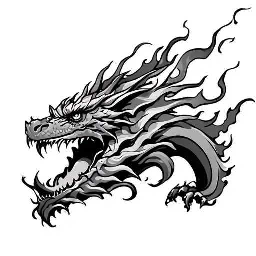 Dragon Breathing Fire Flames