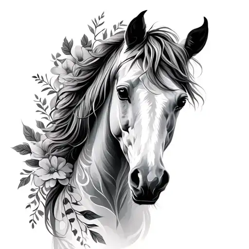 Horse With Floral Patterns