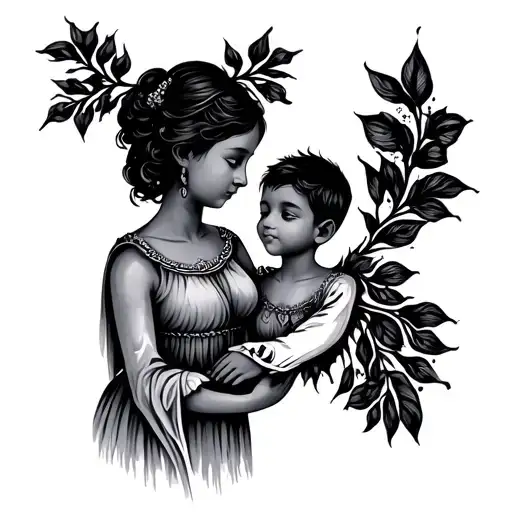 Mother And Son Hand In Hand