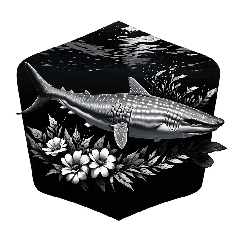 Whale Shark And Flowers