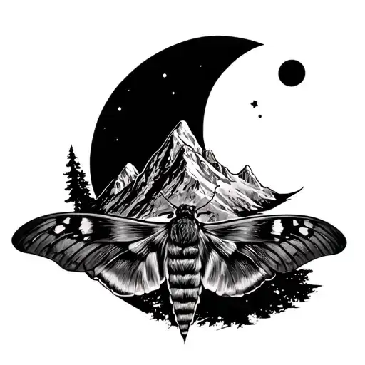 Mountain Moth And A Moon