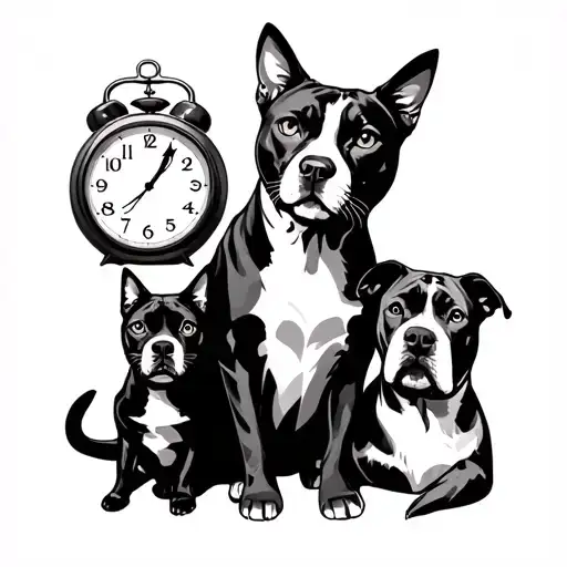 1 Cat And 2 Pitbull Dogs Between 3 Clocks Sleeve