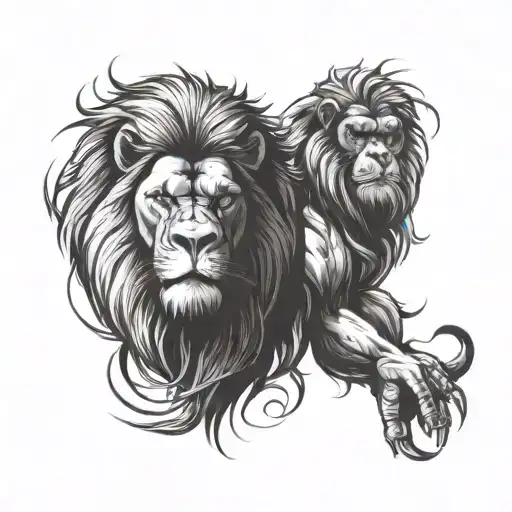 King Of The Jungle Lion And Gorilla