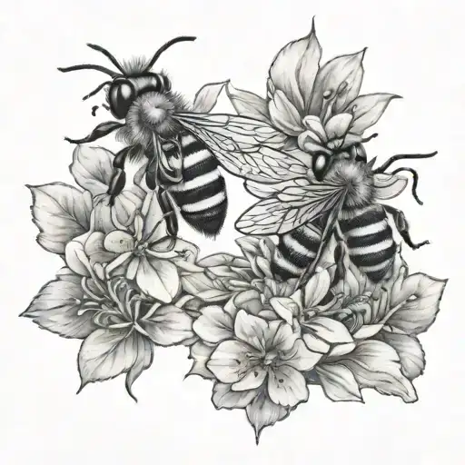 Seratonine Bee Flowers Intertwined