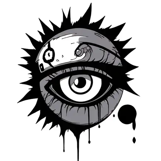 An Image Of Kakashi's Sharingan With His Scar And A Tear Coming Out Of His Eye In Anime Style