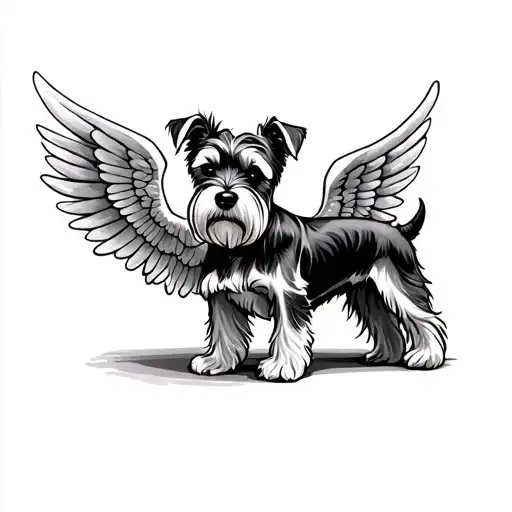 Schnauzer Dog With Wings Spread