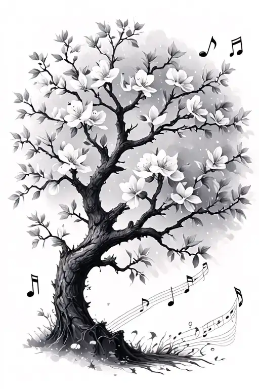 Blossom Tree With Musical Notes