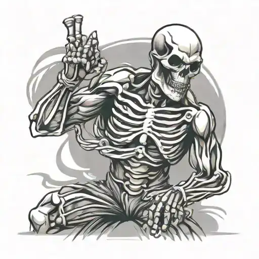 Skeleton With Muay Thai Gear