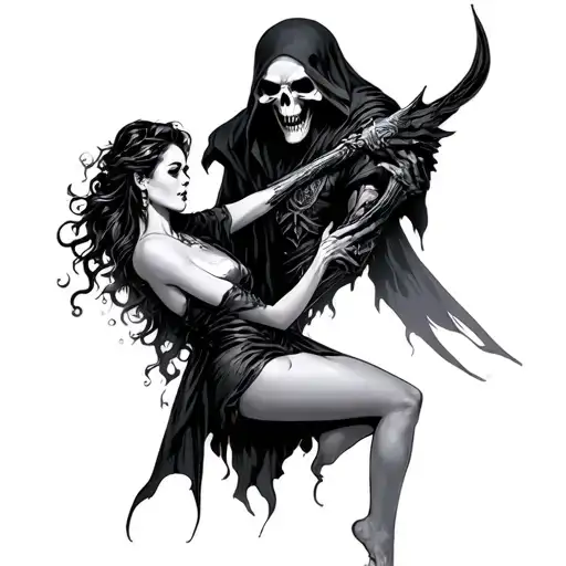 The Reaper Holding A Pretty Woman Posing