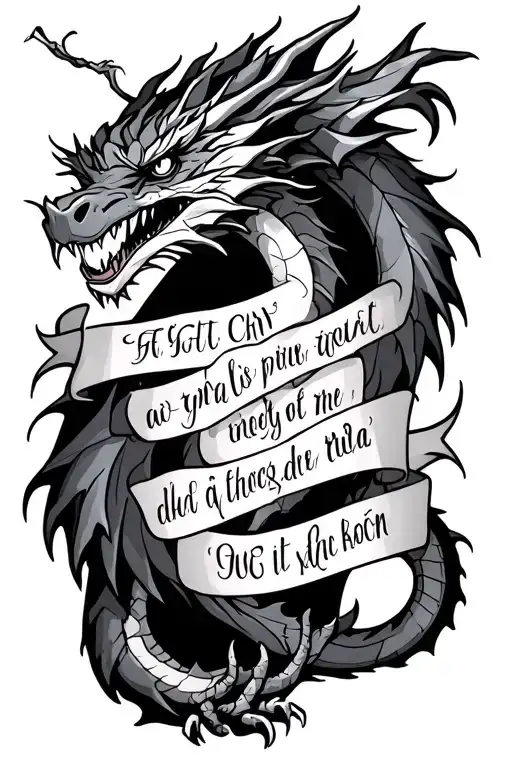 Lyric Quote With Dragon Sketch Style
