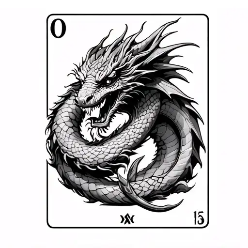 Dragon Curled Around Tarot Card