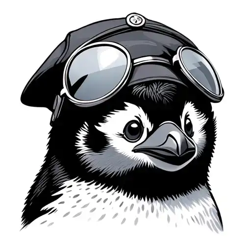 Penguin Wearing Aviator Hat
