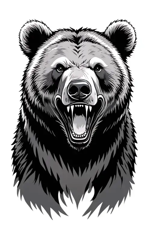 Front Face Grizzle Bear Growling Grizzly Bear