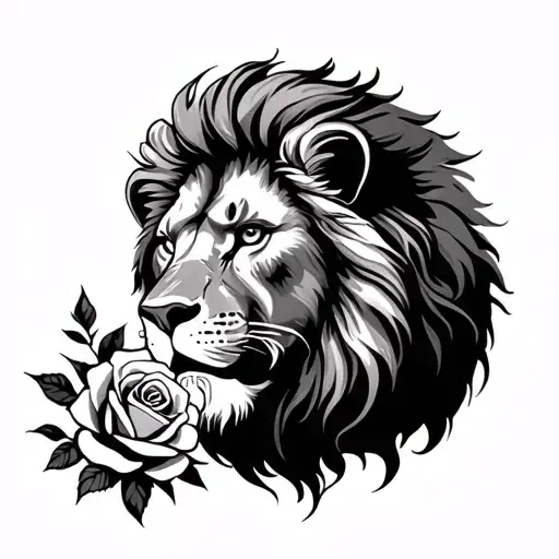 Lion And Rose