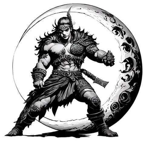 Bimbo Warrior With Huge Moon