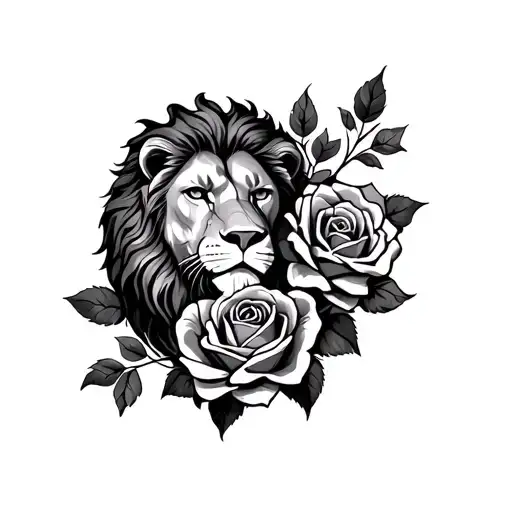 Lion And Rose Intertwined