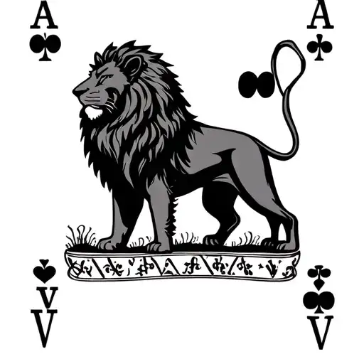 King And Ace Playing Card Featuring A Silhouette Of A Lion